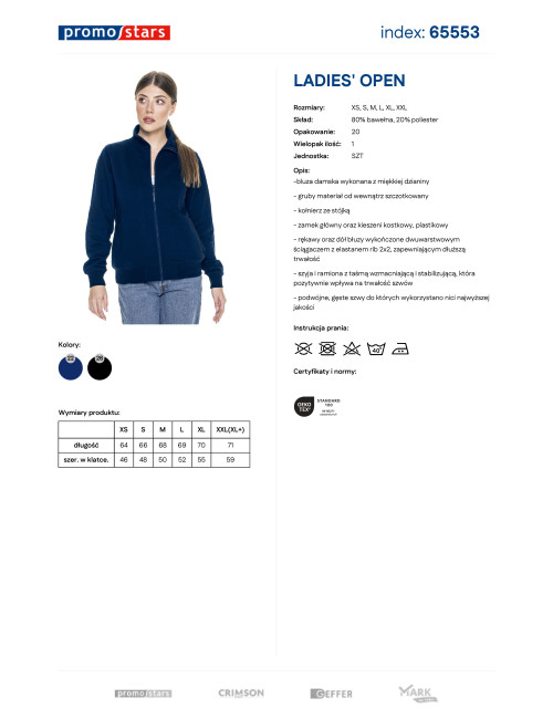 Bluza damska Promostars Ladies' Open granatowy - P&M