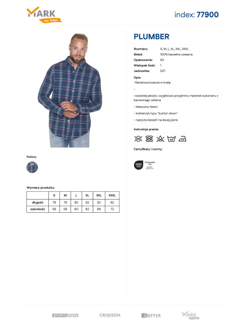 Promostars Plumber Men's Shirt White/Navy/Red Check