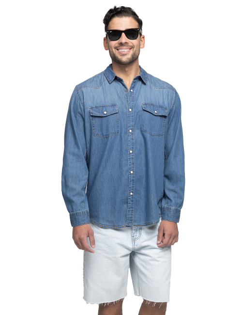 Promostars Western Men's Shirt Blue Denim