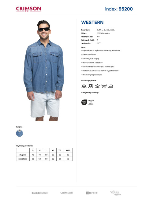 Promostars Western Men's Shirt Blue Denim