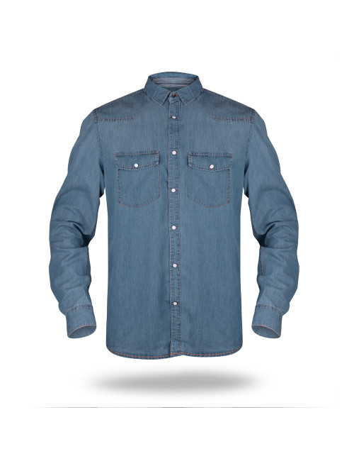 Promostars Western Slim Men's Shirt Blue Denim