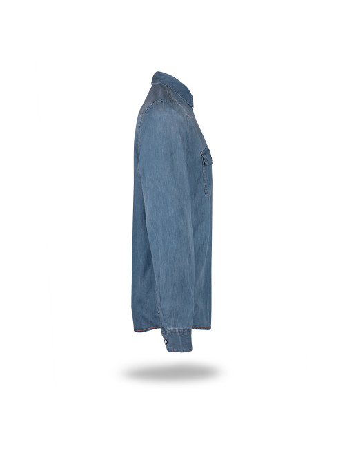 Promostars Western Slim Men's Shirt Blue Denim