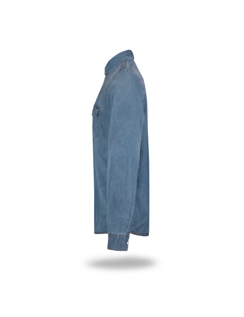 Promostars Western Slim Men's Shirt Blue Denim