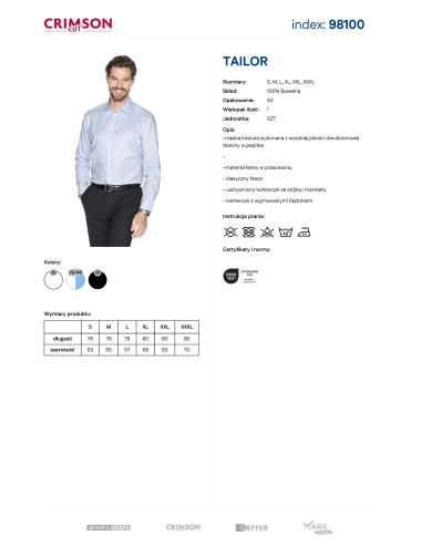 Koszula męska tailor biały/błękitny Promostars