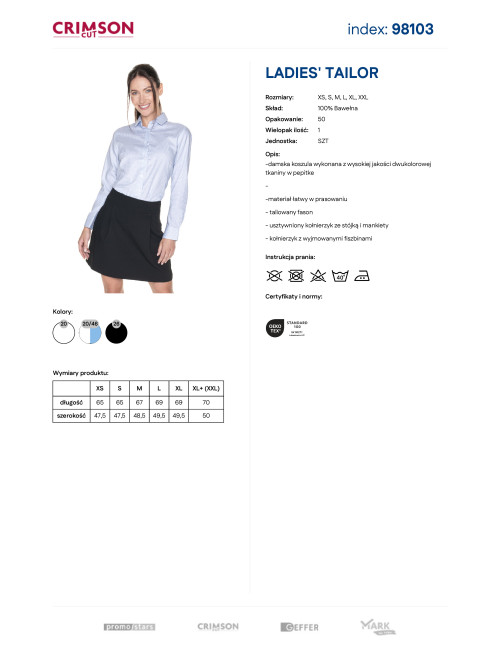 Koszula damska Promostars Ladies' Tailor biały/błękitny - P&M