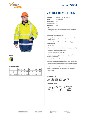 Warnschutzjacke für Herren, dick, gelb/marineblau Promostars