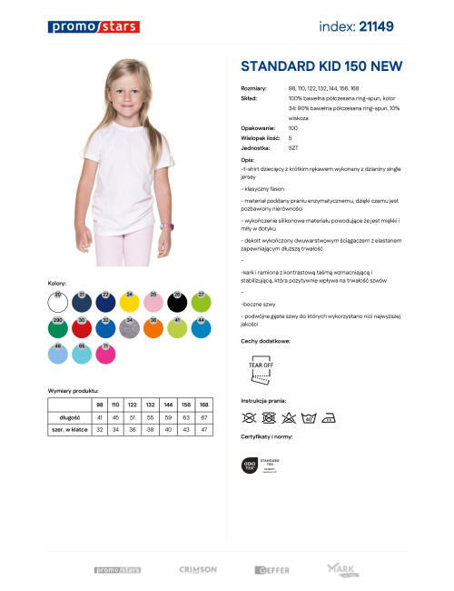 Promostars Standard Kid 150 New White Children's T-Shirt