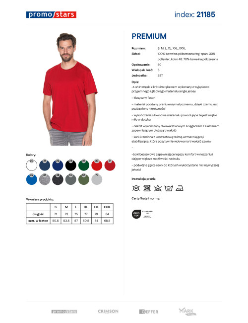 Koszulka męska 190 Premium czerwony Promostars