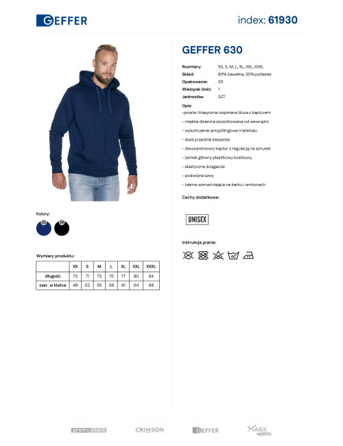 Bluza z kapturem Promostars Geffer 630 granatowa - P&M