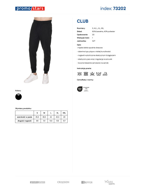 Men's Lightweight Sweatpants Promostars Club Black