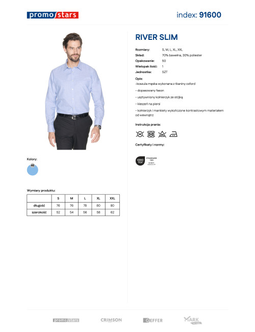 Promostars River Slim Men's Shirt Light Blue