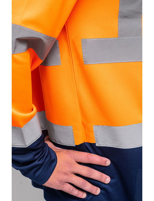 Hi-Vis lange Warnweste orange/marineblau Promostars