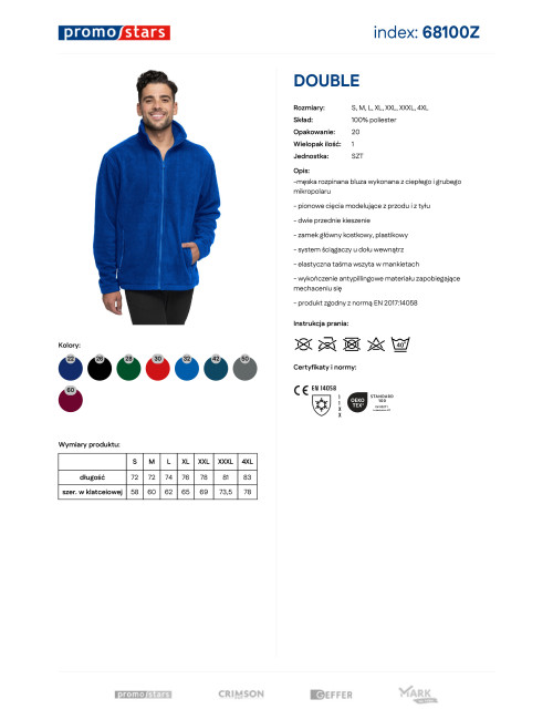 Bluza polar Męska Double chabrowy Promostars