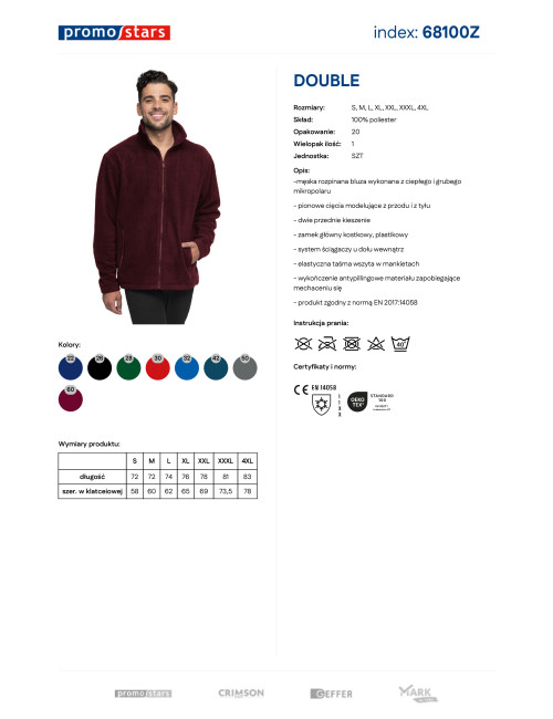 Bluza polar Męska Double czerwone wino Promostars