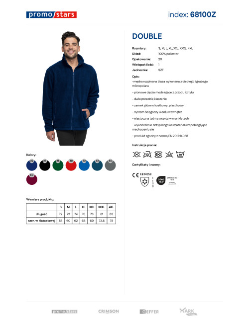 Herren Fleecejacke Promostars Double Marineblau