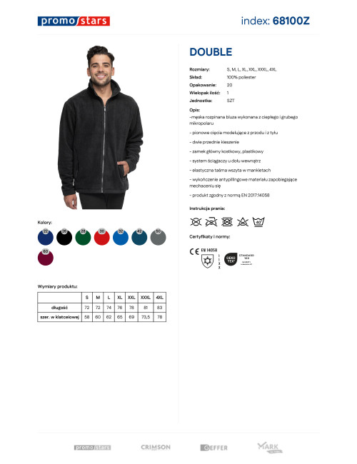 Bluza polar Męska Double czarny Promostars
