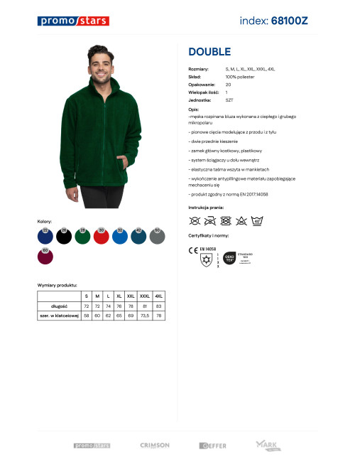 Bluza polar Męska Double zielony butelkowy Promostars