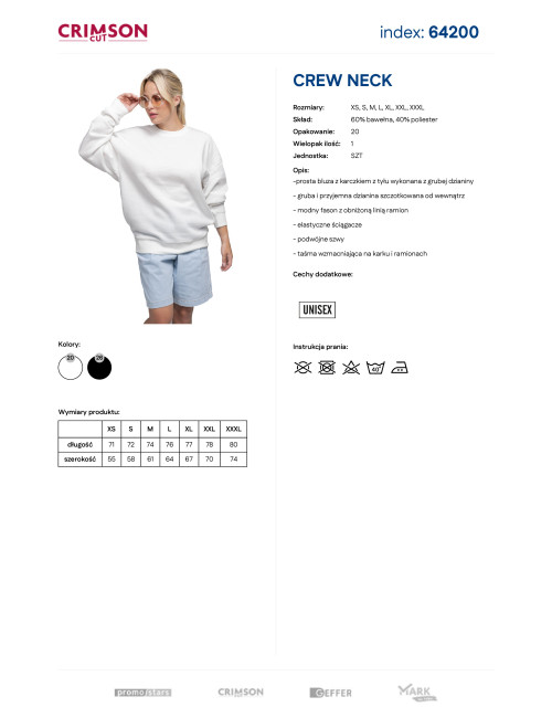Unisex Pullover Promostars Crew Neck Weiß