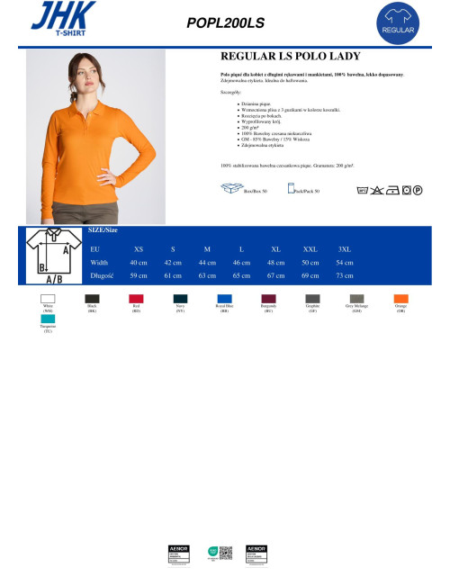Damen Polohemd JHK POPL 200 LS orange