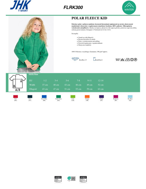 Children`s fleece flrl 300 red Jhk