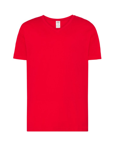 "Koszulka Męska JHK Tsua Pico Urban V-Neck Czerwony - 100% Bawełna,