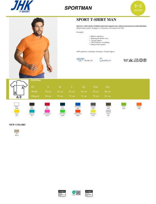 Herren T-Shirt Sport Mann weiß Jhk
