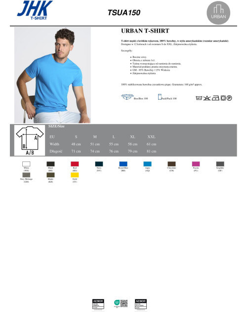 Men`s tsua 150 slim fit t-shirt gray melange Jhk