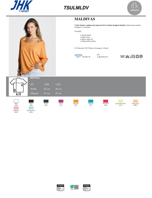 Women`s t-shirt tsul mldv maladivas wh white Jhk
