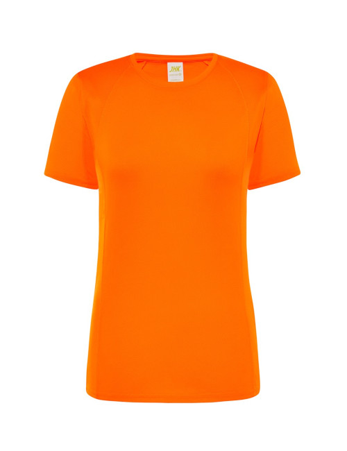 "Fluoro Orange JHK Sports T-Shirt for Women - Breathable, Quick-Dry, 