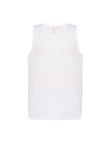 "JHK Aruba Men's Sports T-Shirt - Embroidered, Printed Logo, White, S