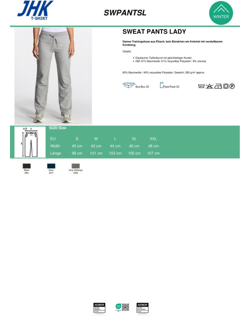 Damen-Sweathose Lady Grey Melange JHK