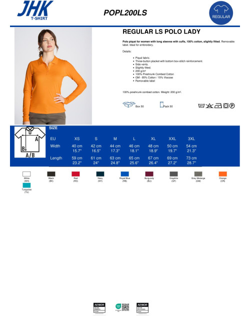 Women`s polo shirts popl 200 ls gray melange Jhk