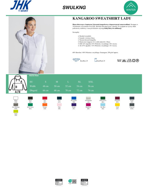 Women`s sweatshirt swul kng kangaroo lady kelly green Jhk