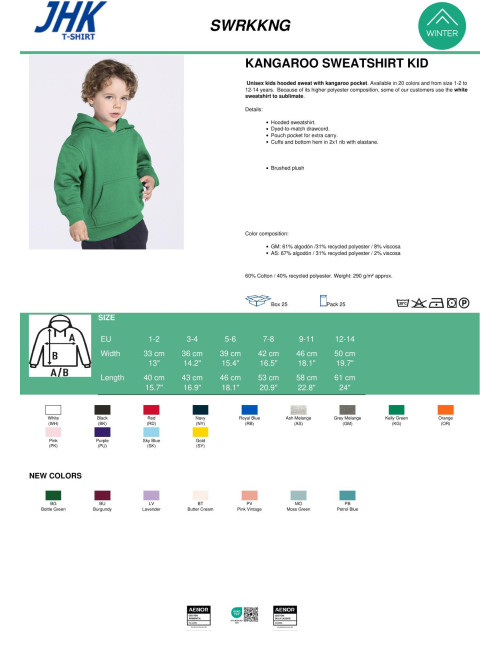 Bluza dresowa dziecięca swrk kng kid kangaroo czarny Jhk