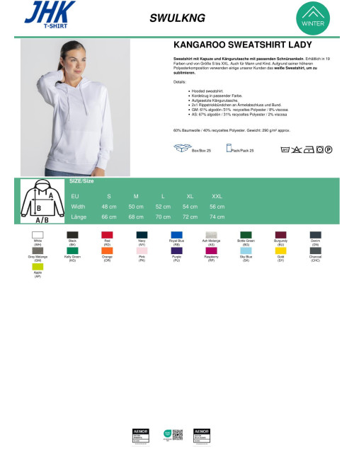 Damen-Sweatshirt Swul Kng Kangaroo Lady Himbeere JHK