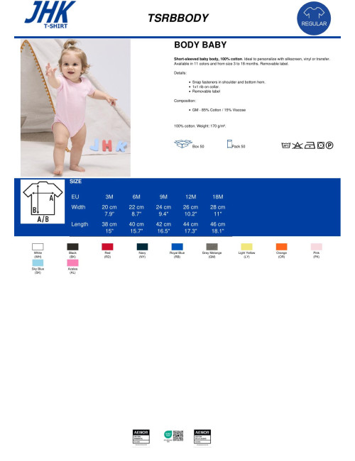 Kinder-TSRB-Body, Baby-Body, marineblau, Jhk