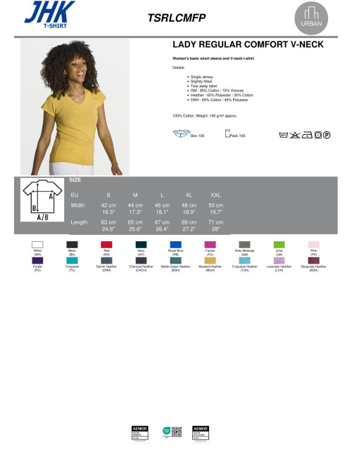Women`s t-shirt tsrl cmfp lady comfort v-neck lime Jhk