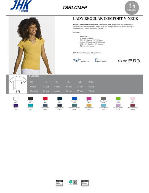T-shirt for women tsrl cmfp lady comfort v-neck gray melange Jhk