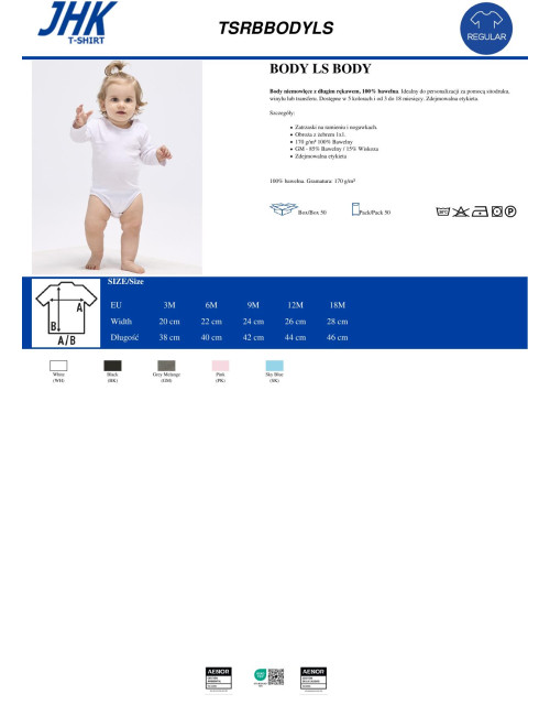 Kinder tsrb baby body ls t-shirt rosa Jhk