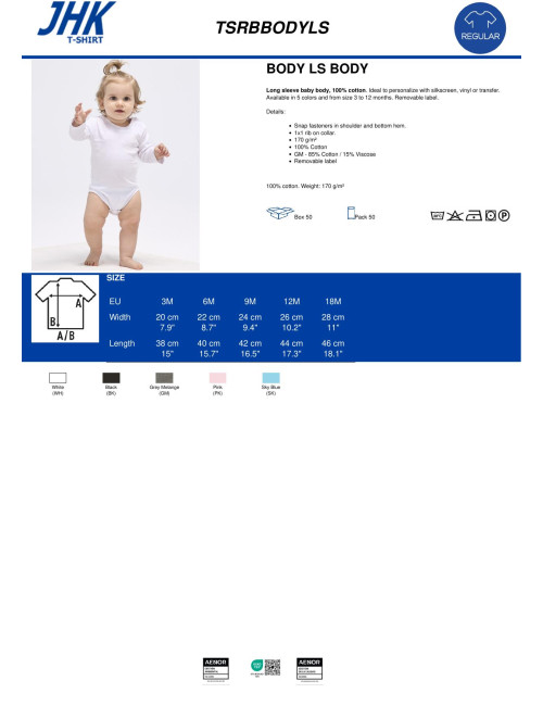Kinder tsrb baby body ls t-shirt rosa Jhk