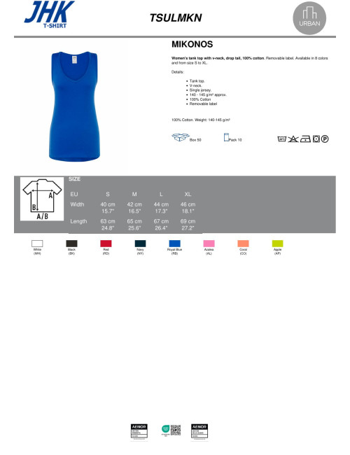 Damen T-Shirt JHK TSUL MKN Mikonos Lady Weiß