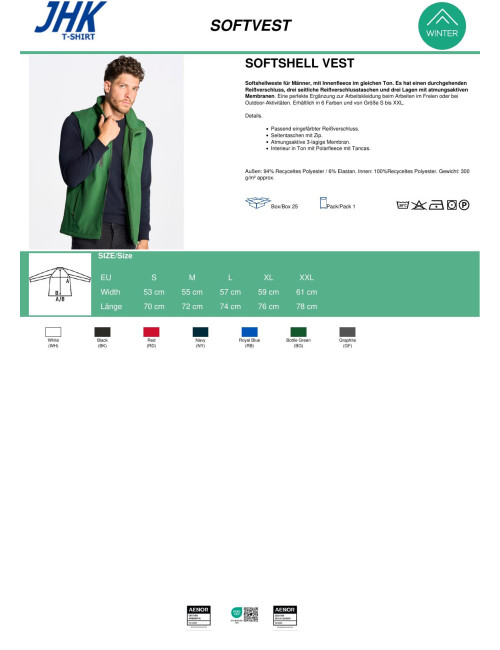 Kamizelka JHK Softshell Vest czarna - P&M