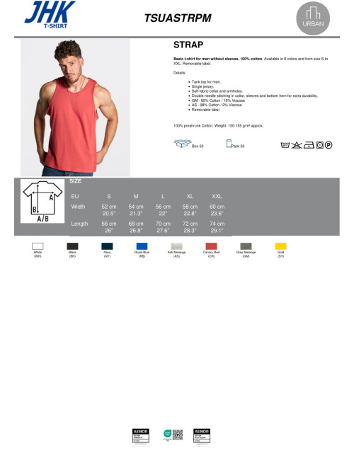 Tsua strp urban strap herren t-shirt, grau melange JHK