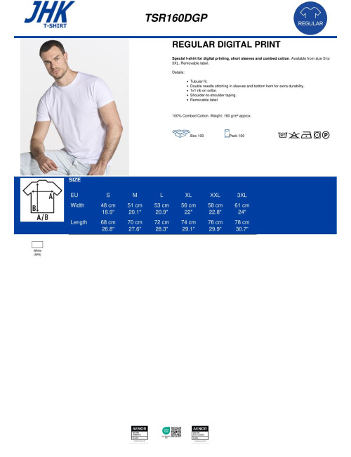 Men`s t-shirt tsr 160 dgp-dtg digital print wh white Jhk