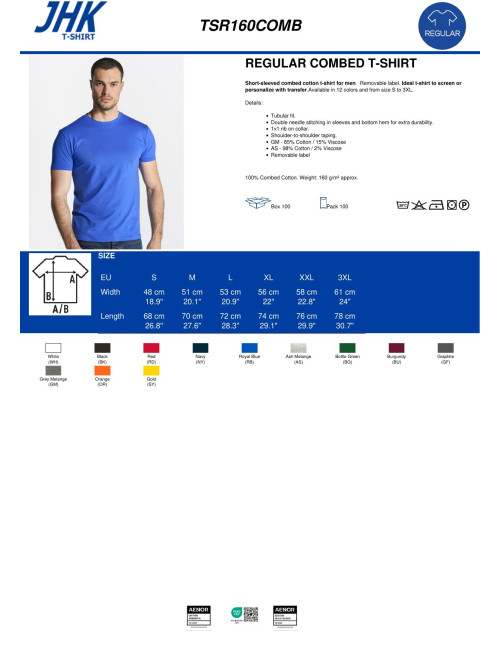 Men`s tsr 160 regular combed royal blue Jhk