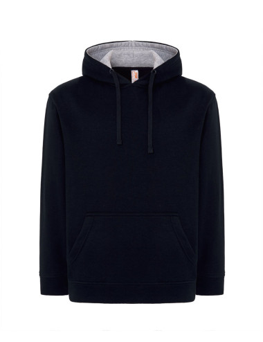 Bluza dresowa męska ocean hooded contrast granatowo/ Jhk