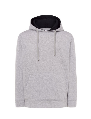Kontrast-Sweatshirt mit Ozean-Kapuze für Herren, Aschemelange/Marineblau JHK