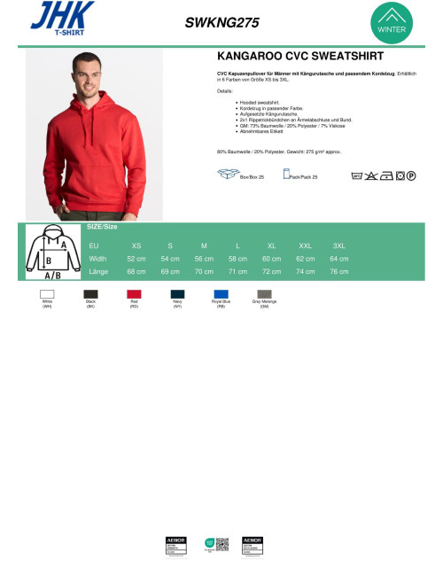 Bluza dresowa męska kangaroo cvc sweatshirt czerwony Jhk