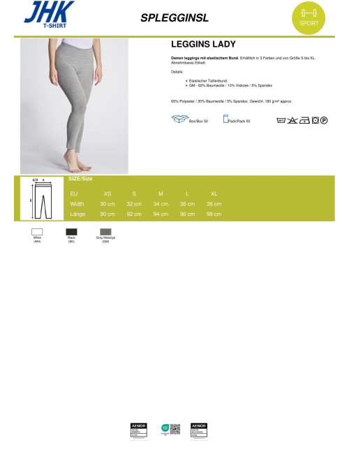 Damen Jogginghose Lady Leggings Grau Melange JHK