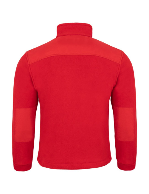 Dickes, strapazierfähiges rotes Fleece mit Logo-Einsätzen an Schultern und Ellbogen